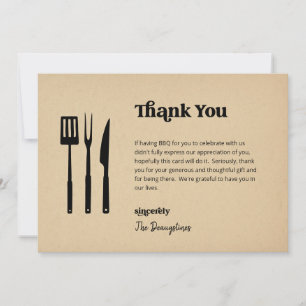 Grappige gratis BBQ bruiloft dank u kaart