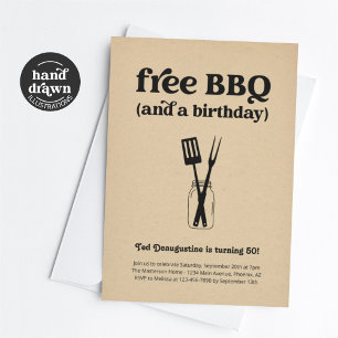 Grappige Gratis BBQ Verjaardagsfeestuitnodiging Kaart