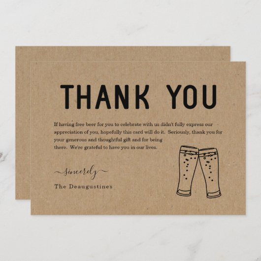 Grappige Gratis Bier Bedankkaart (Voorkant / Achterkant)