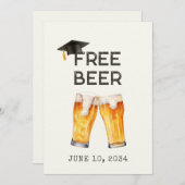 Grappige Gratis Bier Graduation Party Uitnodiging (Voorkant / Achterkant)