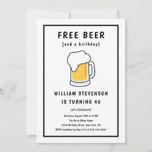 Grappige Gratis Biergrap Simpele Man 40e Verjaarda Kaart