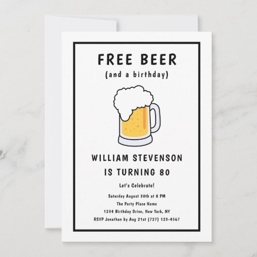 Grappige Gratis Biergrap Simpele Man 80e Verjaarda Kaart (Voorkant)