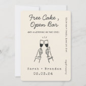 Grappige gratis cake open bar foto QR-code Save The Date (Voorkant)