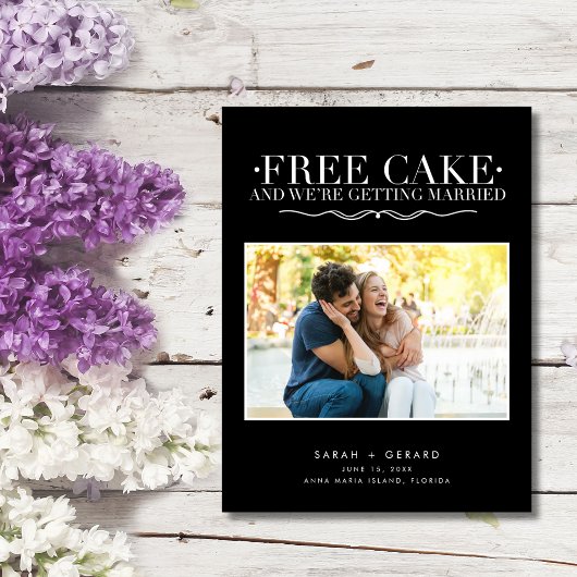 Grappige Gratis Cake Trouwfoto Save the Date Aankondigingskaart