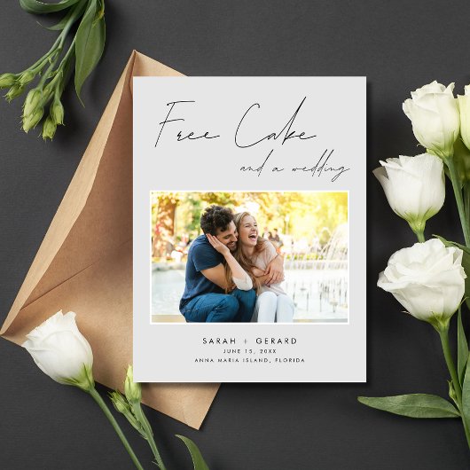Grappige Gratis Cake Trouwfoto Save the Date Aankondigingskaart