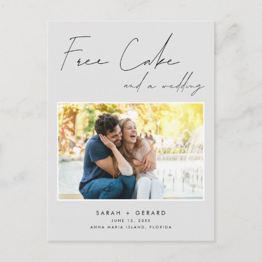 Grappige Gratis Cake Trouwfoto Save the Date Aankondigingskaart (Voorkant)