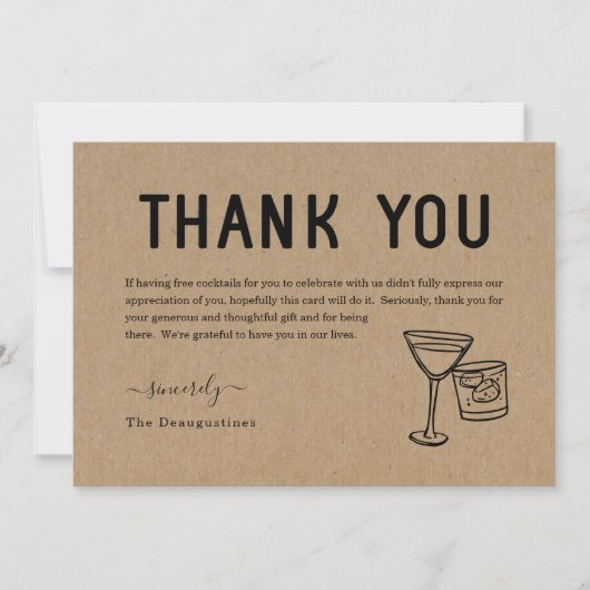 Grappige Gratis Cocktails Bedankkaart (Voorkant)
