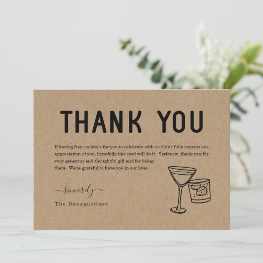 Grappige Gratis Cocktails Bedankkaart (Staand voorkant)