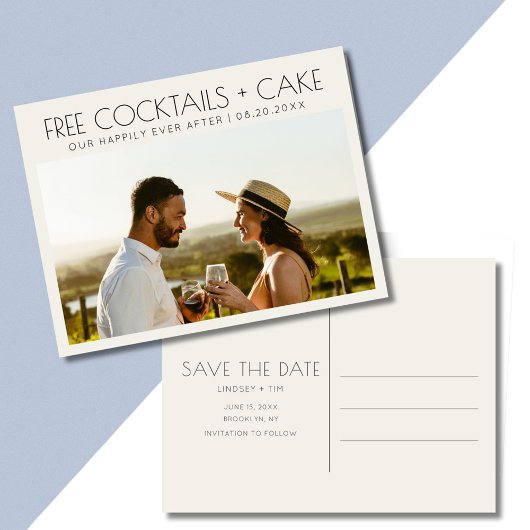 Grappige Gratis Cocktails Cake Bruiloft Save the D Aankondigingskaart