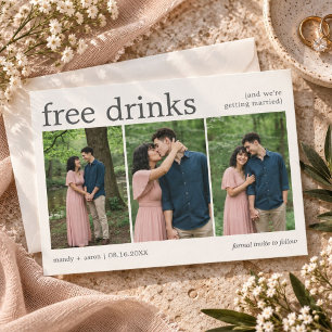 Grappige Gratis Drank Drie Foto Huwelijk Save The Date