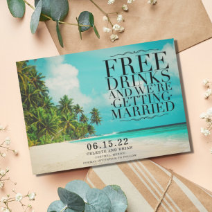 Grappige Gratis Drank Paradijs Strand Bewaar de Da Save The Date