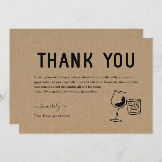 Grappige Gratis Drankjes Bedankkaart (Voorkant / Achterkant)