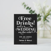 Grappige Gratis Drankjes Bruiloft Save the Date Po Briefkaart (Staand voorkant)