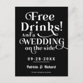 Grappige Gratis Drankjes Bruiloft Save the Date Po Briefkaart (Voorkant)