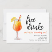 Grappige Gratis Drankjes Moderne Foto Huwelijk Save The Date (Voorkant)