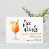 Grappige Gratis Drankjes Moderne Foto Huwelijk Save The Date (Staand voorkant)