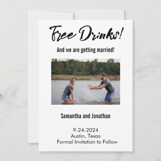 Grappige Gratis Drankjes Save the Date Kaart (Voorkant)