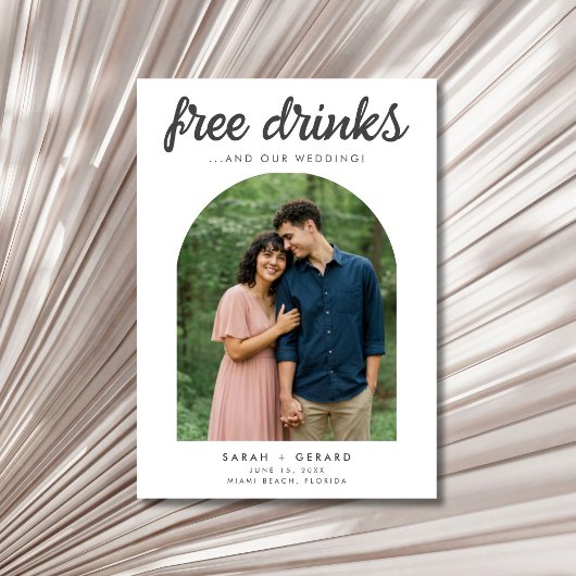 Grappige Gratis Drankjes Trouwfoto Save the Date