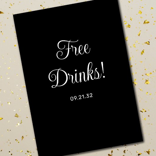 Grappige gratis drankjesScript zwart bruiloft Save The Date
