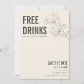 Grappige Gratis Drinken Bloemen Foto Bruiloft Save The Date (Voorkant)
