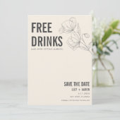 Grappige Gratis Drinken Bloemen Foto Bruiloft Save The Date (Staand voorkant)
