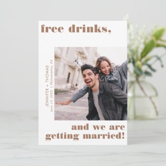 Grappige gratis Drinken Terra Cotta Save the Date Kaart (Staand voorkant)