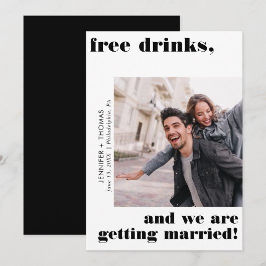 Grappige Gratis Drinken Typografie Save the Date Z Kaart (Voorkant / Achterkant)