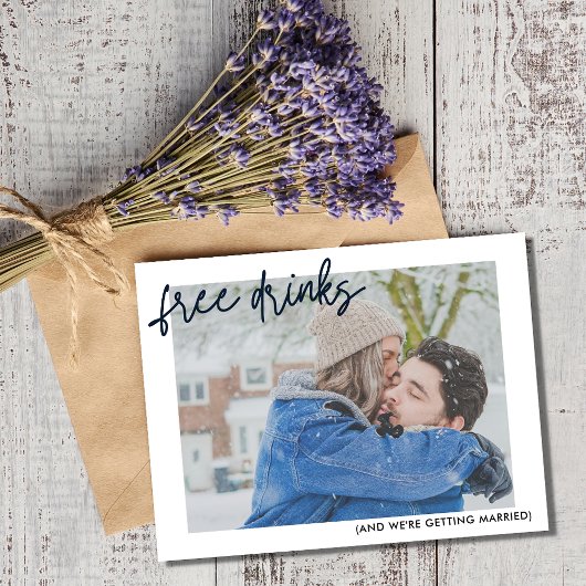 Grappige Gratis Foto Bruiloft Save the Date Aankondigingskaart