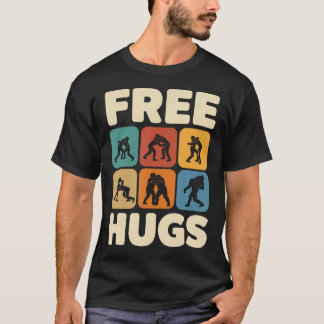 Grappige Gratis Knuffel Worstelaars Mannen Vintage T-shirt