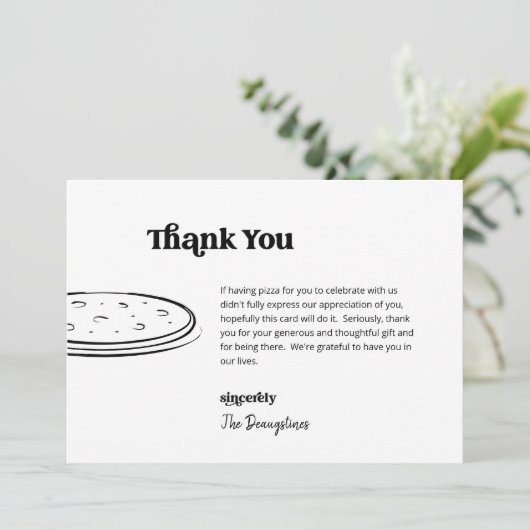 Grappige gratis pizza bruiloft dank u kaart (Staand voorkant)