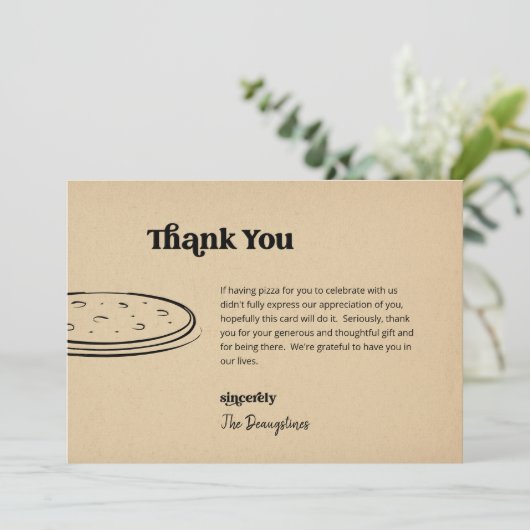 Grappige gratis pizza bruiloft dank u kaart (Staand voorkant)