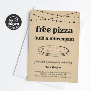 Grappige Gratis Pizza & een Pensioenfeest Uitnodig Kaart