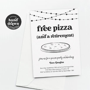Grappige Gratis Pizza & een Pensioenfeest Uitnodig Kaart
