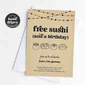 Grappige Gratis Sushi Verjaardagsfeestuitnodiging Kaart