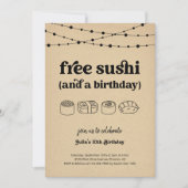 Grappige Gratis Sushi Verjaardagsfeestuitnodiging Kaart (Voorkant)
