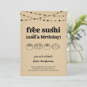 Grappige Gratis Sushi Verjaardagsfeestuitnodiging Kaart (Staand voorkant)