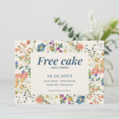 Grappige Gratis Taart Wildbloemen Bruiloft Save th Save The Date (Staand voorkant)