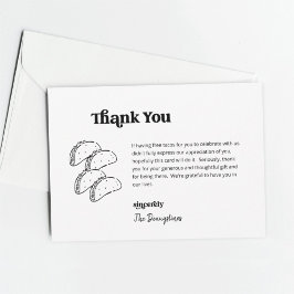 Grappige gratis tacos bruiloft dank u kaart