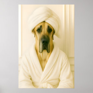 Grappige Great Dane-badkamerprint, Great Dane in Poster