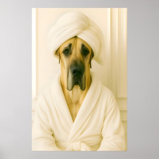 Grappige Great Dane-badkamerprint, Great Dane in Poster (Voorkant)