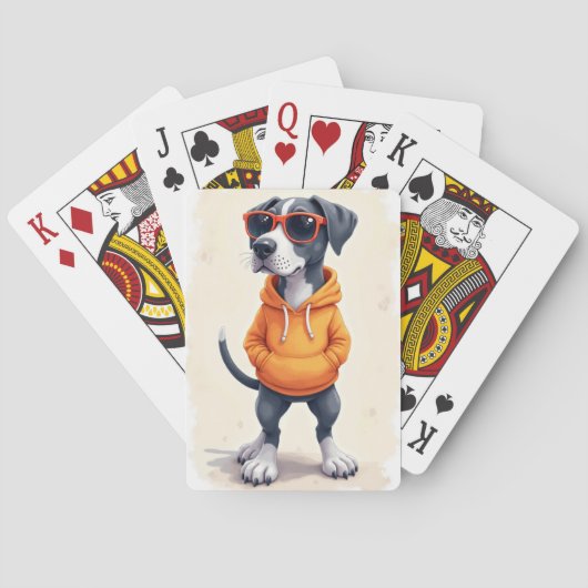 Grappige Great Dane Kawaii Hond Pokerkaarten (Achterkant)