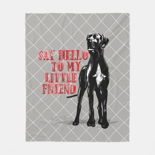 Grappige Great Dane Saluut Fleece Deken (Voorkant)