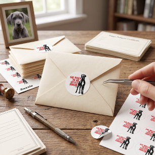 Grappige Great Dane Zeg Hallo Tegen Mijn Kleine Vr Ronde Sticker