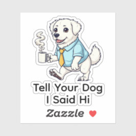 Grappige Great Pyrenees Zakelijke Koffie Sticker