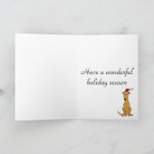 Grappige Greyhound Hond in Santa Hat Kerstkunst Feestdagen Kaart (Binnen)