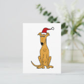 Grappige Greyhound Hond in Santa Hat Kerstkunst Feestdagenkaart (Staand voorkant)