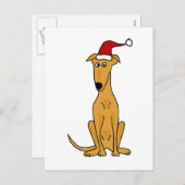 Grappige Greyhound Hond in Santa Hat Kerstkunst Feestdagenkaart (Voorkant / Achterkant)