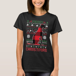 Grappige Greyhound Lelijke Kerst Rode Plad Lights T-shirt