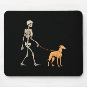 Grappige Greyhound Skelet Hond Wandelen Halloween Muismat