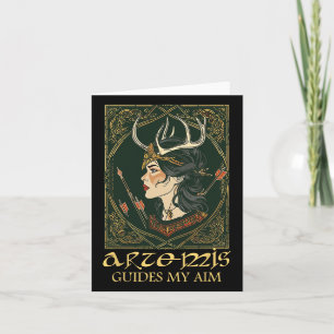 Grappige Griekse godin Artemis Deer Hunting Mythol Kaart